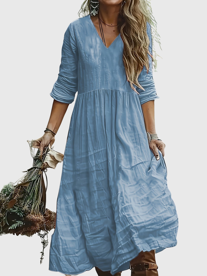Sharon | Modisches Langarmkleid mit V-Ausschnitt