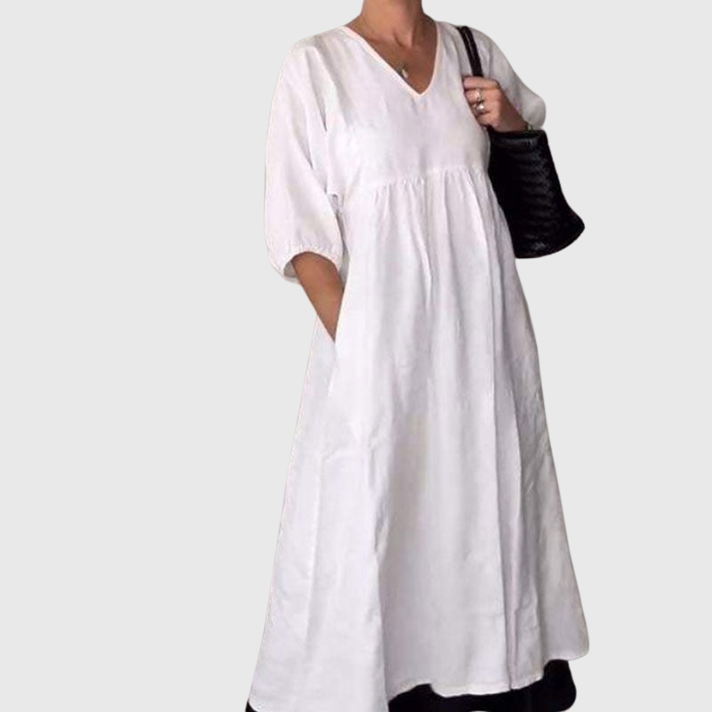 Zandrea | Lockeres Midi-Kleid mit V-Ausschnitt