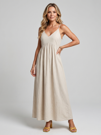 Sonnenwende | Spaghetti-Träger Fliessendes Midi-Kleid