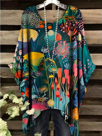 Ethel | Vintage Bohemian Floral Print Damen T-Shirt