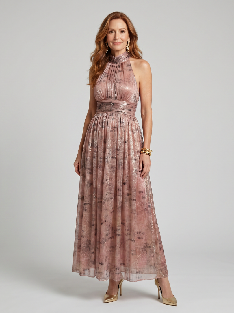 Imogen | Ärmelloses Midi-Kleid mit strukturiertem Finish