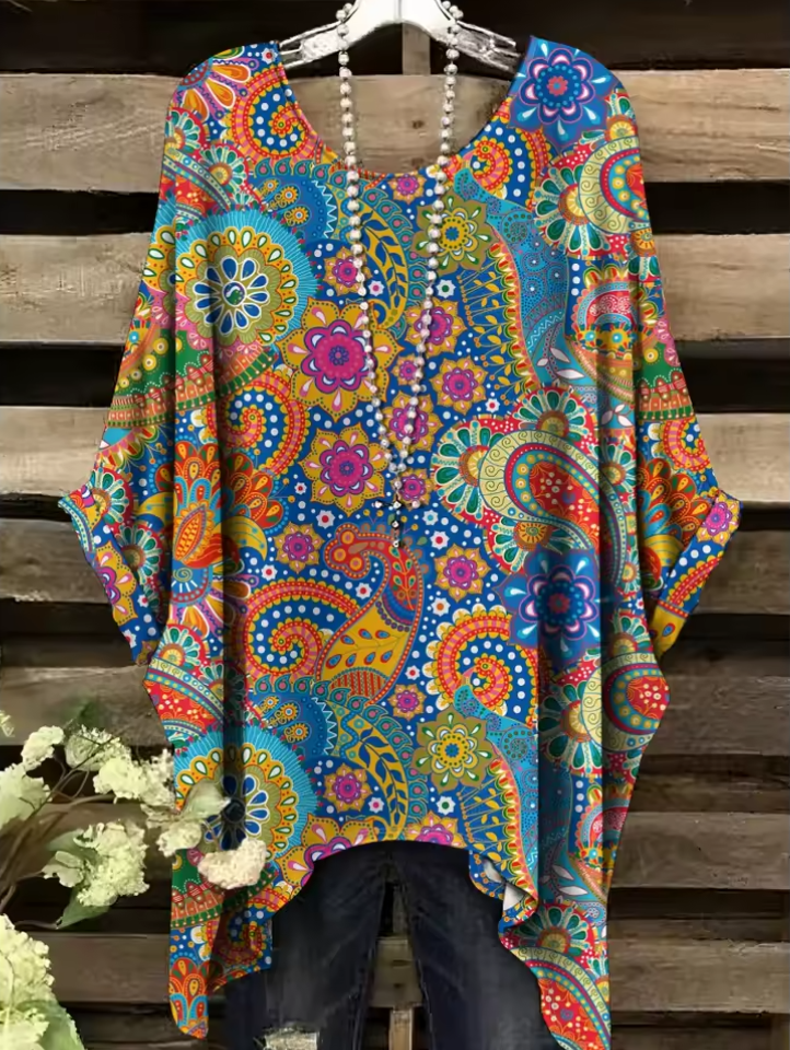 Eunice | Vintage Bohemian Floral Print Damen T-Shirt