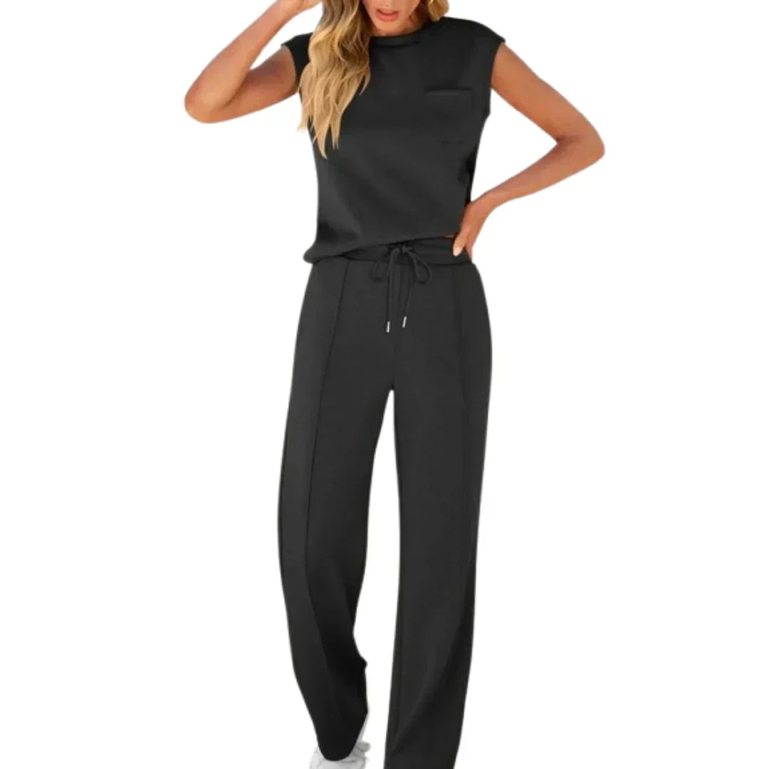 Lolly | Weiches schwarzes Lounge-Set, entspannte Passform, zweiteilig