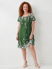 Daphne | Kurzärmliges Mini-Kleid mit floralem Rand
