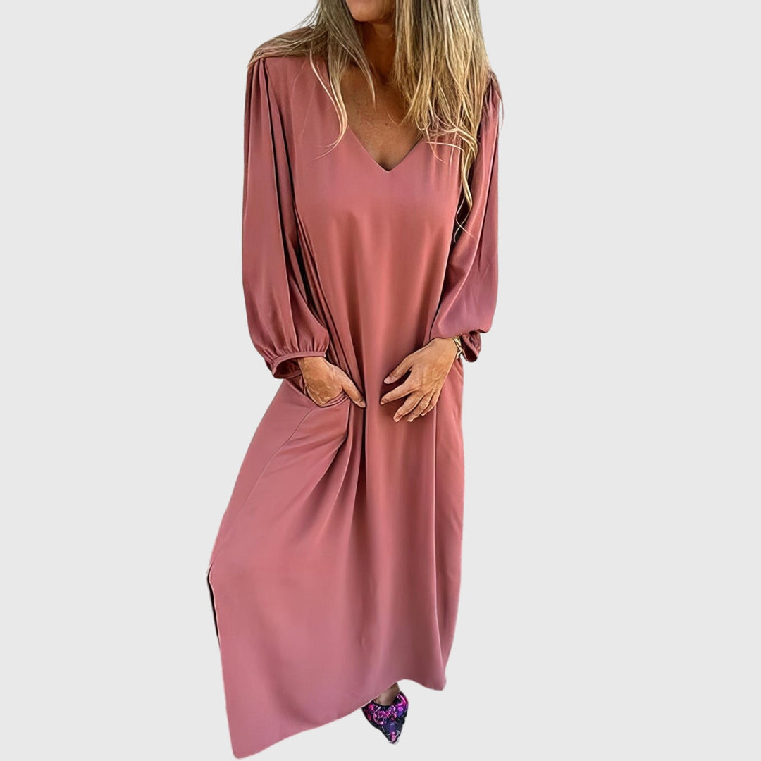 Erika | Langes Boho-Kleid mit Taschen