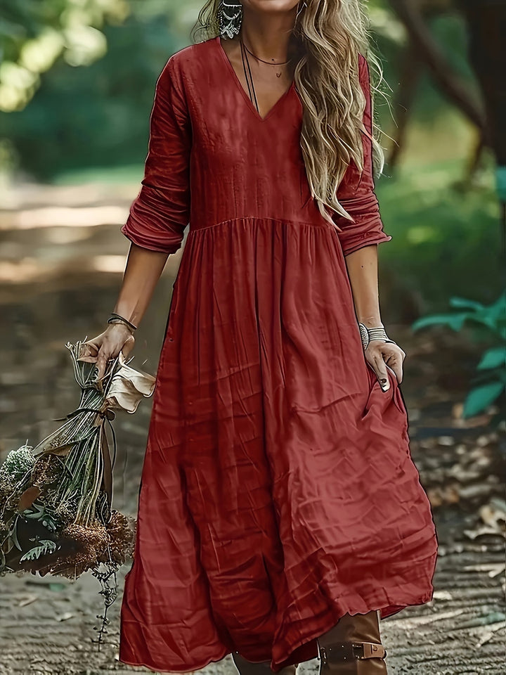Sharon | Modisches Langarmkleid mit V-Ausschnitt