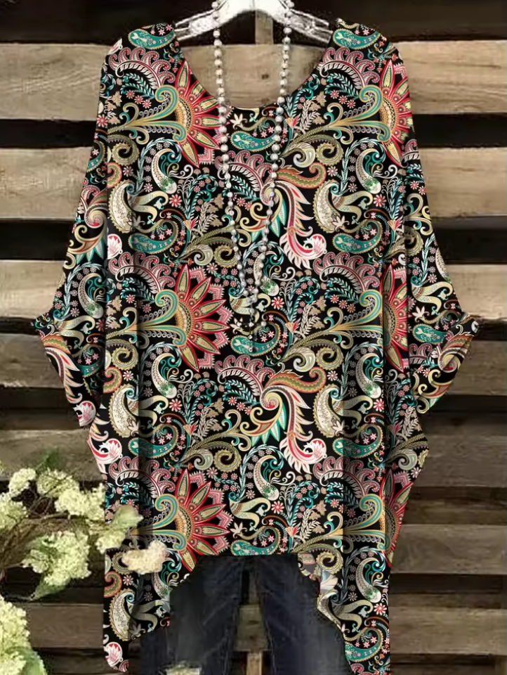 Anne | Vintage Bohemian Floral Print Damen T-Shirt