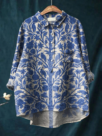 Natalie | Damen Indische Kunst Florales Vintage Druck Lässiges Hemd