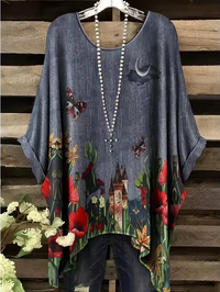 Shea | Vintage Bohemian Floral Print Damen T-Shirt