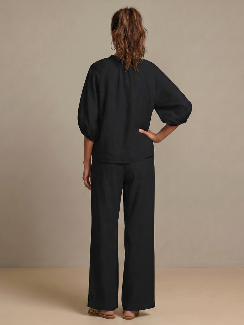 Natalia | Blouson-Top mit Reissverschluss und weit geschnittene Hose