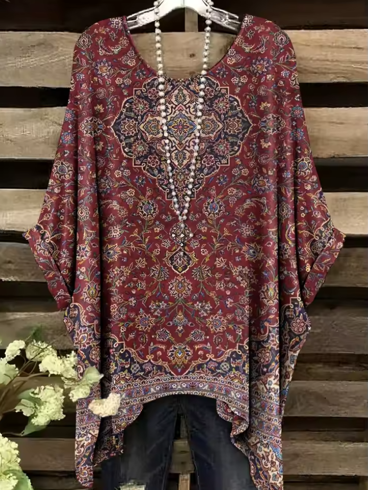 Jane | Vintage Bohemian Floral Print Damen T-Shirt