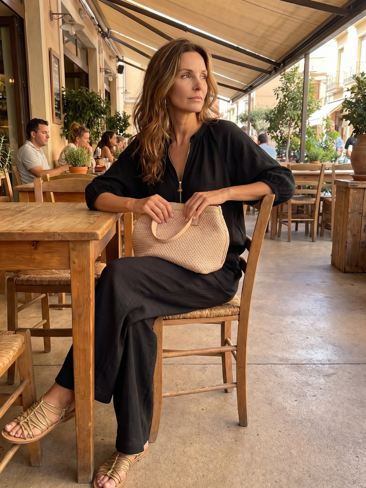 Natalia | Blouson-Top mit Reissverschluss und weit geschnittene Hose