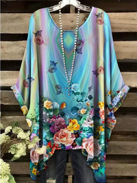 Alaya | Vintage Bohemian Floral Print Damen T-Shirt