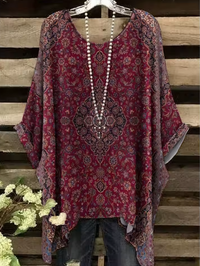 Brinley | Vintage Bohemian Floral Print Damen T-Shirt