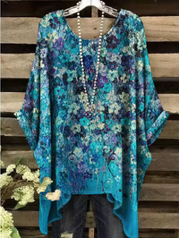 Judith | Vintage Bohemian Blumendruck Damen T-Shirt