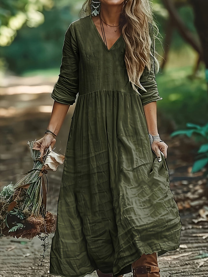 Sharon | Modisches Langarmkleid mit V-Ausschnitt
