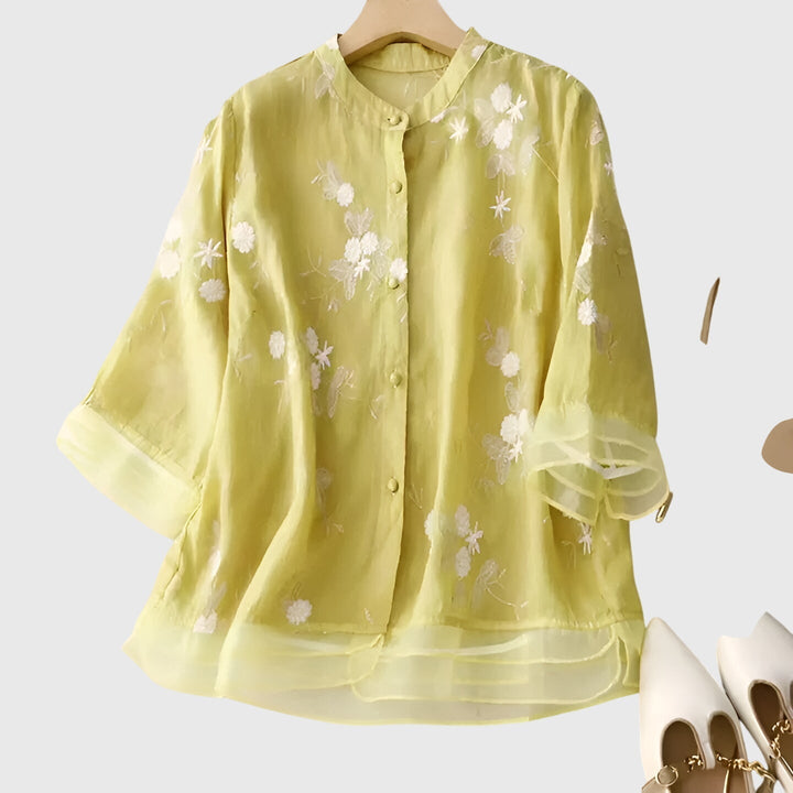 Edena | Elegantes Top mit Bestickten Blumen