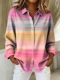 Estella | Damen Freizeit Retro Pink Gradient Bluse