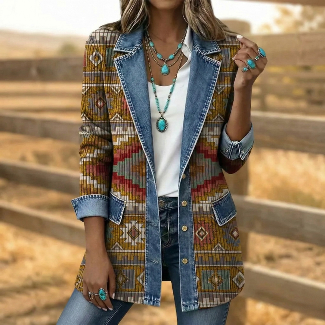 Dakota | Western Denim Aztec Jacke