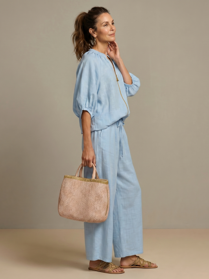 Natalia | Blouson-Top mit Reissverschluss und weit geschnittene Hose