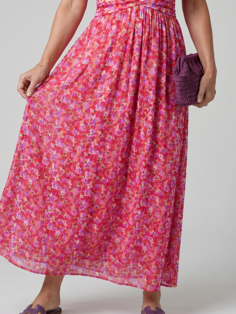 Juna | Kurzarm Ditsy Floral Print Midi Kleid