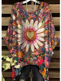 Kathy | Vintage Bohemian Floral Print Damen T-Shirt