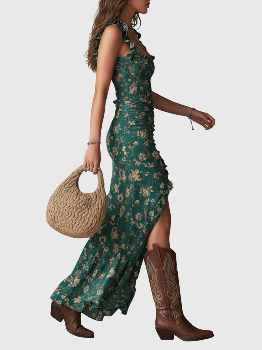 Linda | Boho-Eleganz Maxikleid mit fliessender Silhouette