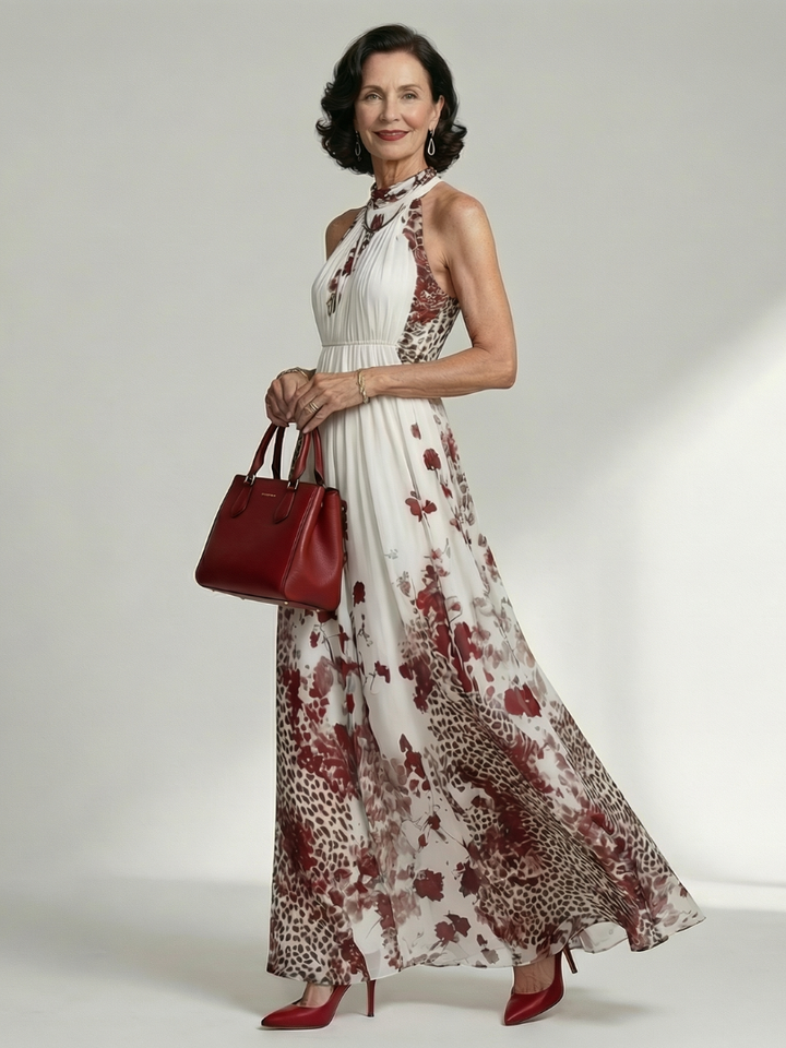 Orlune | Faltendes Weisses Maxikleid