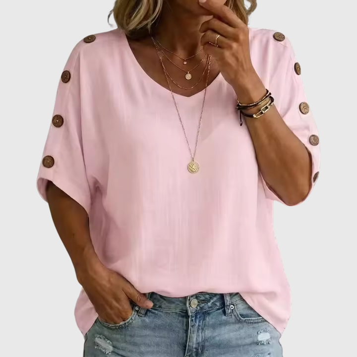 Bellie | Lockeres Wohlfühl-Shirt mit Knopfleiste