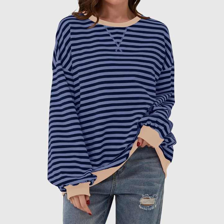 Martha | Übergrosses gestreiftes Sweatshirt in entspannter Passform aus weichem Strick