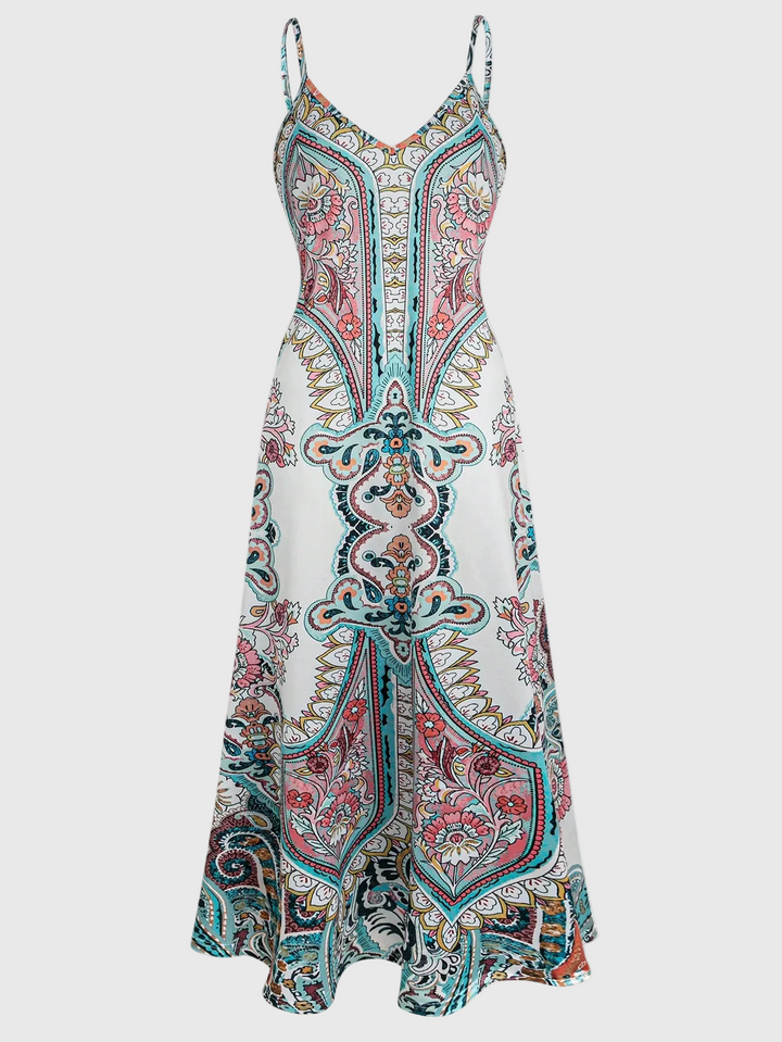 Skye | Boho Blumenmuster Ärmelloses Kleid