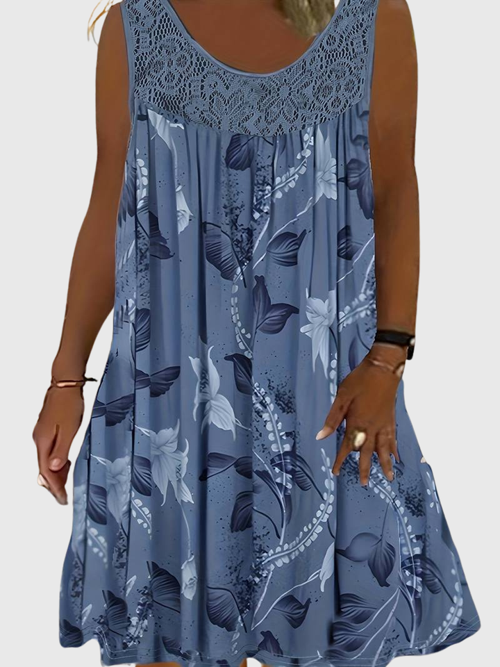 Zyra | Lockeres ärmelloses Midikleid mit Rundhalsausschnitt
