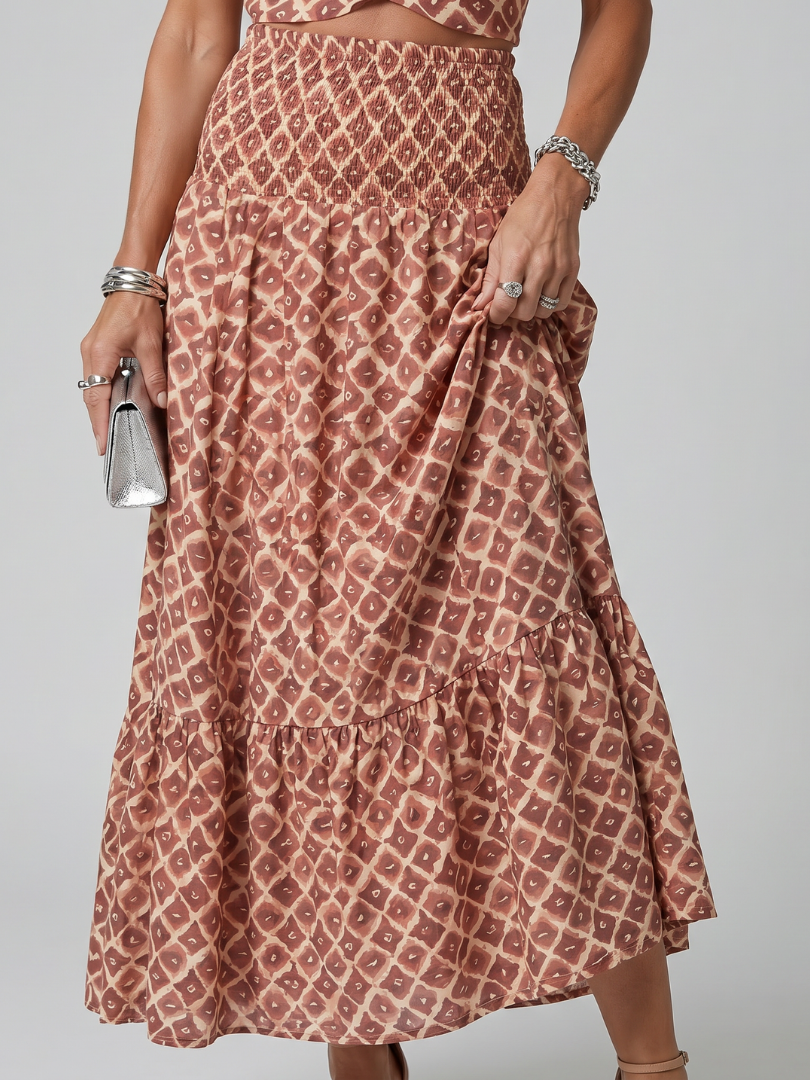Amira | Geometrischer Print Cutout Midi Kleid