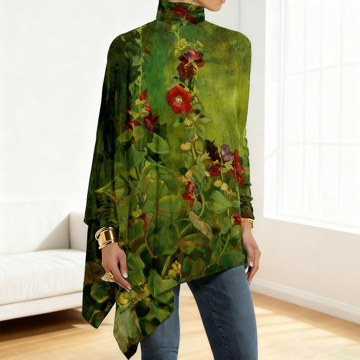 Louise | Vintage Blumenmuster Lockere Passform Hoher Kragen Top