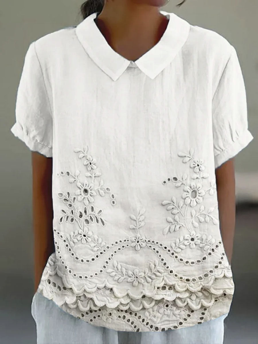 Lily | Floral Besticktes Shirt
