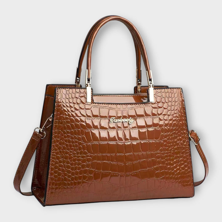 Eleanor | Glänzende Krokodilprägung Handtasche