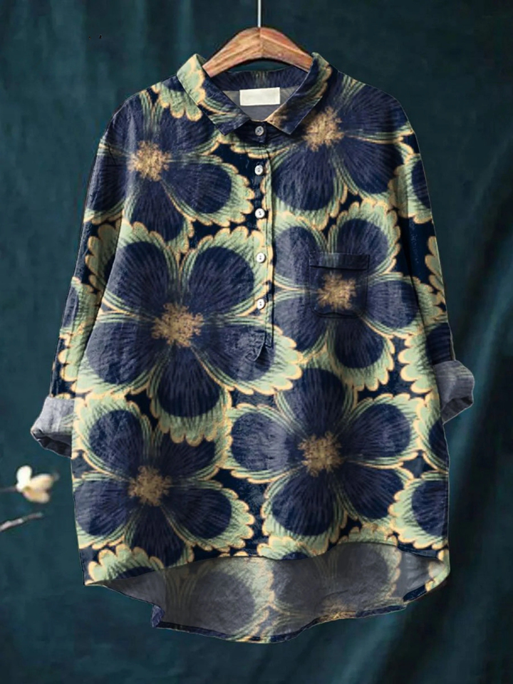 Avielle | Damen Vintage Floral Kunstdruck Freizeitshirt