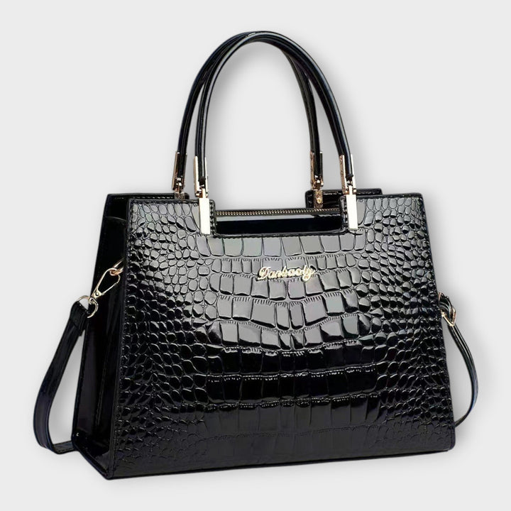 Eleanor | Glänzende Krokodilprägung Handtasche