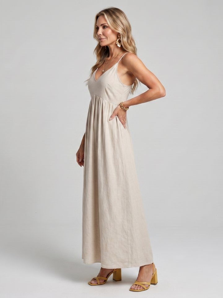 Sonnenwende | Spaghetti-Träger Fliessendes Midi-Kleid