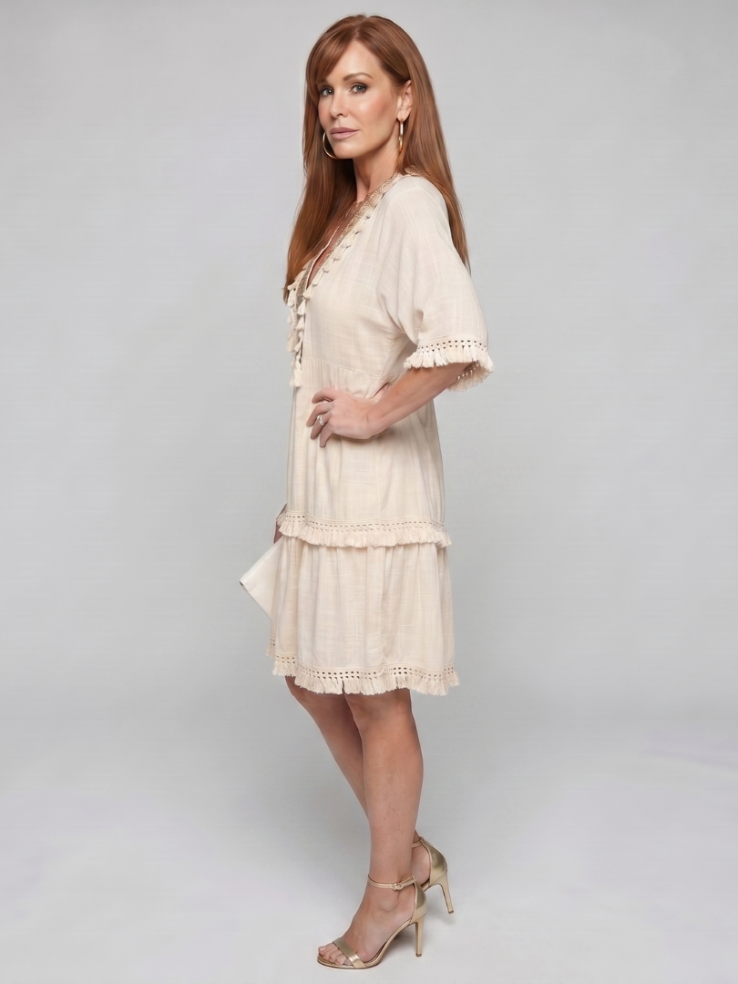 Drea | Mini-Kleid mit bestickten Details und kurzen Ärmeln
