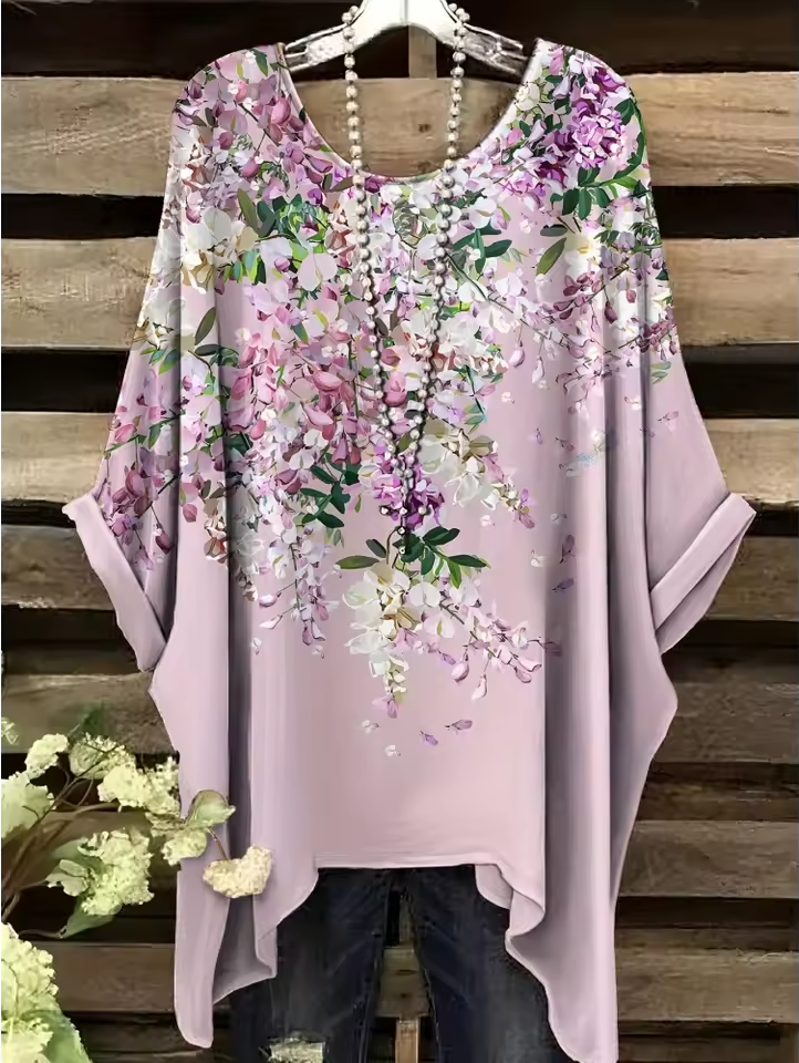 Lucille | Vintage Bohemian Floral Print Damen T-Shirt