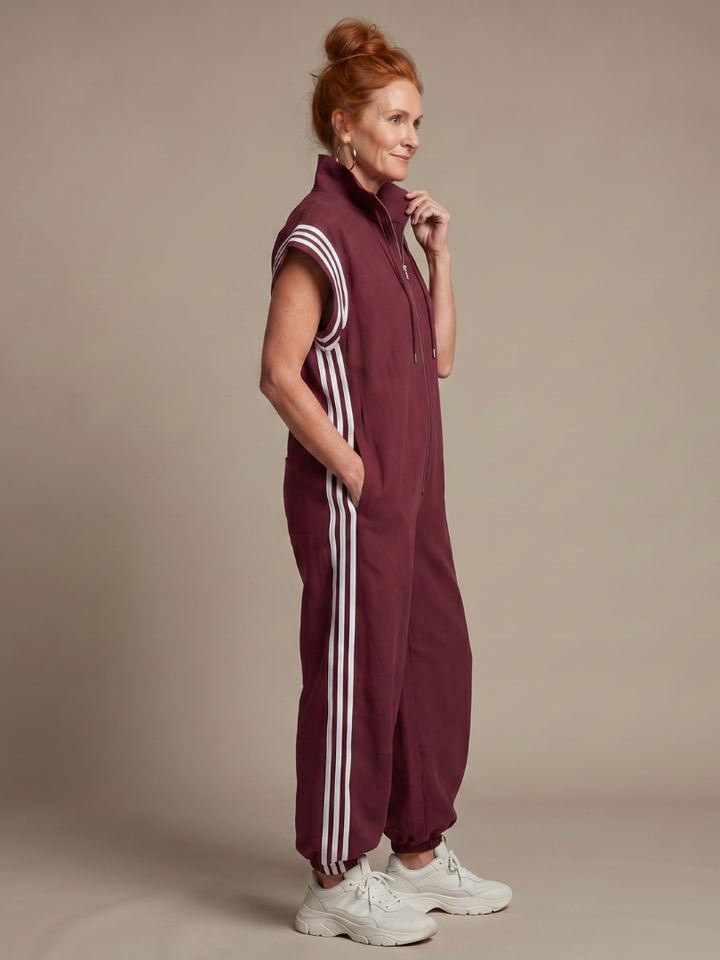 Lark | Jumpsuit mit Reissverschluss und Streifenpanel