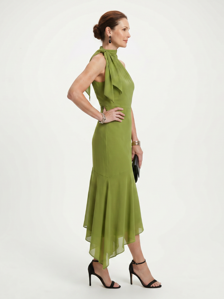 Winifred | Drapiertes Halter-Keyhole-Midikleid