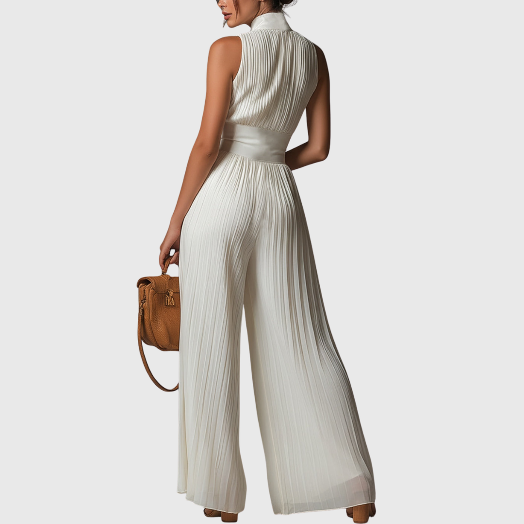 Sofia | Jumpsuit Weisser Faltenchiffon