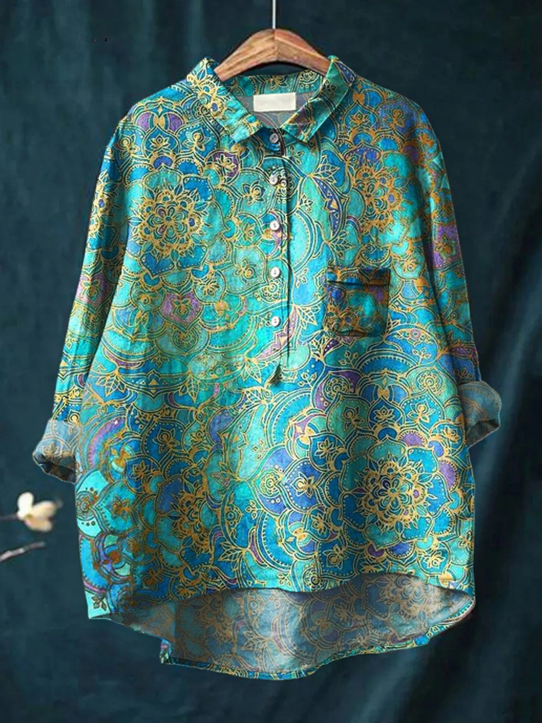 Roslyn | Damen Retro Kunstdruck Freizeitshirt