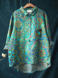 Roslyn | Damen Retro Kunstdruck Freizeitshirt
