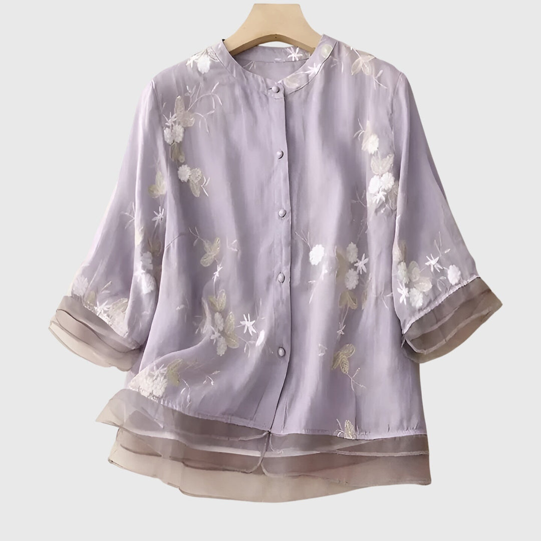 Edena | Elegantes Top mit Bestickten Blumen