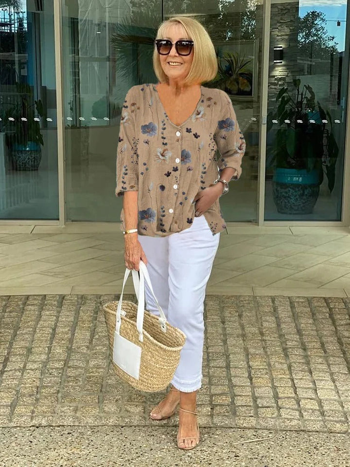 Joanne | Bedruckte Tunika mit Knopfdetails