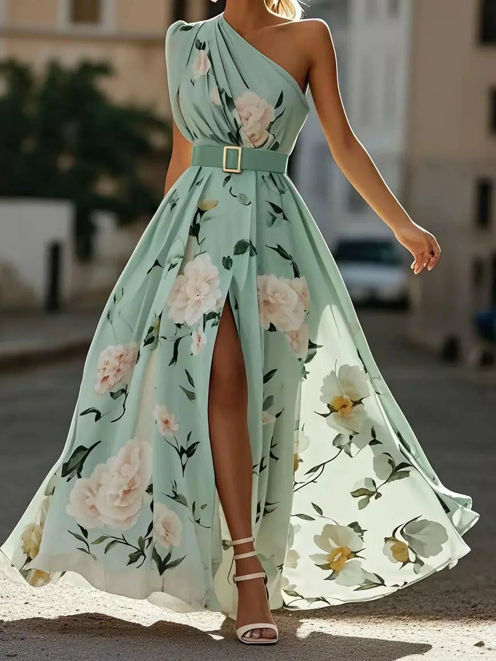 Julie | Florales One-Shoulder Maxikleid aus Chiffon