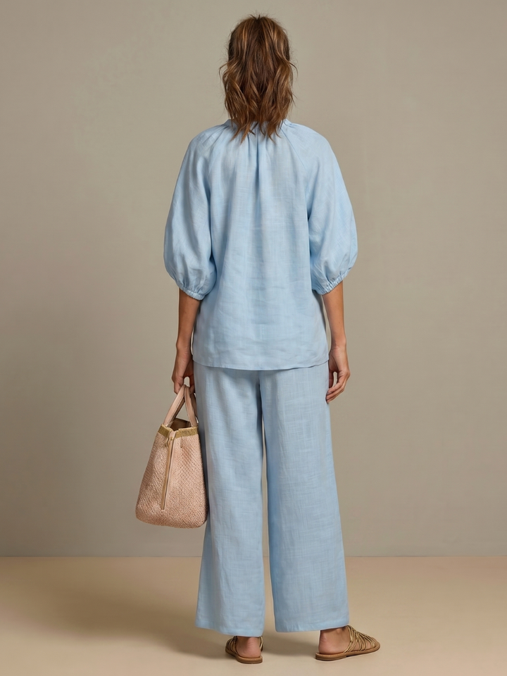 Natalia | Blouson-Top mit Reissverschluss und weit geschnittene Hose